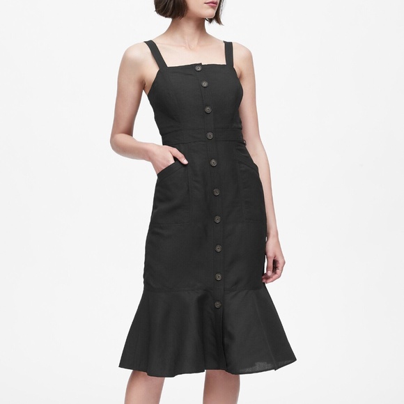 NWT Banana Republic Linen Blend Button Midi Dress